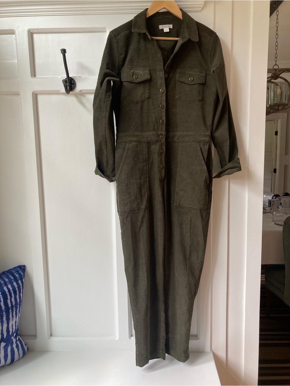 Outerknown | Olive Green Corduroy Utility Jumpsuit